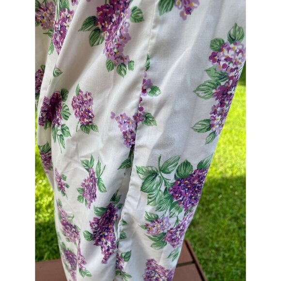 Vintage Models Coat Womens Floral Nightgown Dress M Lilac Print Snap Front MuMu - Picture 4 of 8